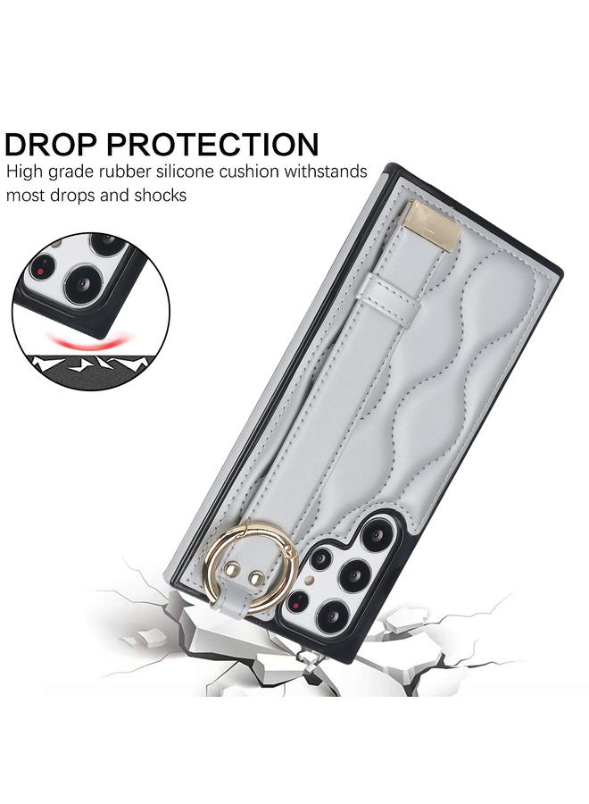 اس-توب جراب لهاتف Samsung Galaxy S22 Ultra، جراب هاتف PU غير قابل للانزلاق مع حلقة تغطية كاملة وسوار معصم - Image 2