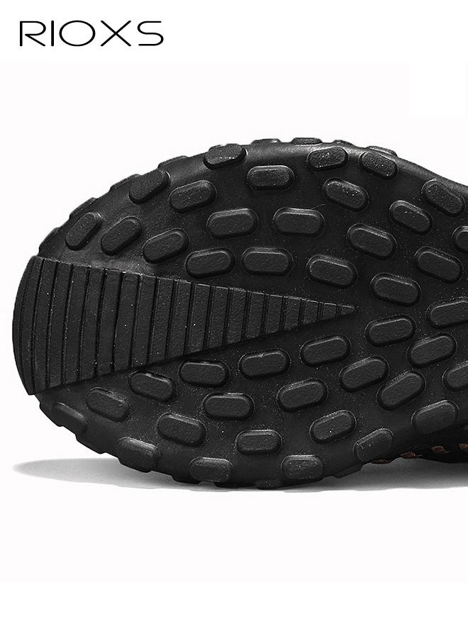 ريوكس أحذية تشوكا للرجال، أحذية مارتن العصرية للدراجات النارية، أحذية تشوكا جلدية كلاسيكية برباط، أحذية قتالية للدراجات النارية للرجال، أحذية كاحل بأصابع مستديرة للرجال، أحذية رياضية قصيرة عالية الرقبة، حذاء رياضي أسود للرجال - Image 4