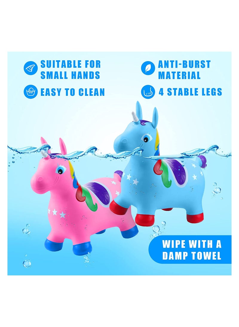 MissTiara - Unicorn Animal Hopper Bouncer, Inflatable Ride on Bouncing Animal Toys with Pump Colorful Unicorn Pump Color is Assorted - Image 1