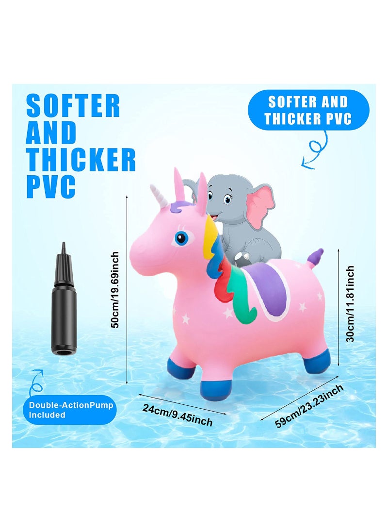 MissTiara - Unicorn Animal Hopper Bouncer, Inflatable Ride on Bouncing Animal Toys with Pump Colorful Unicorn Pump Color is Assorted - Image 1