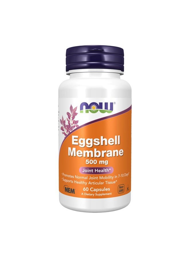 now مكملات، غشاء قشر البيض (مصفوفة بيولوجية فريدة تتكون من مكونات المفاصل الرئيسية) 500 ملغ، 60 كبسولة نباتية - Image 1