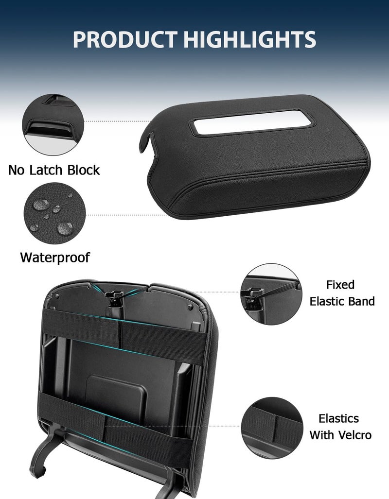 Eaglecover Center Console Armrest Cover for GMC Sierra & Chevrolet Silverado 2014-2018, Tahoe & Yukon & Suburban 2015-2020, Bucket Seat, Car Armrest Protector, Scratchproof, Black - Image 5
