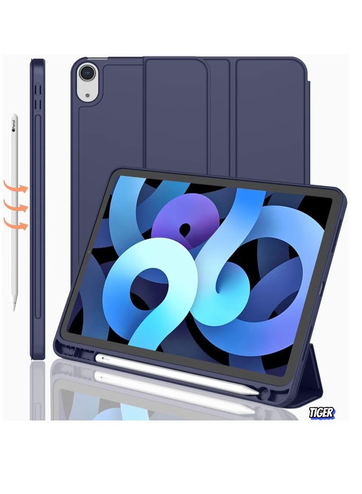 TIGER iPad Air 11 Inch Case M2 2024 – Compatible with iPad Air 5th/4th Generation (2022/2020) 10.9 Inch, Trifold Stand Smart Case with Pencil Holder, Dark Blue - Image 1