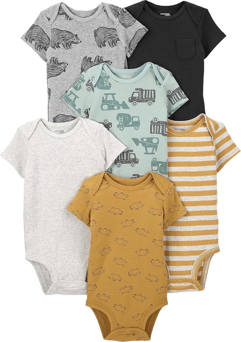 أفراح بسيطة Simple Joys baby-boys Short Sleeve Bodysuit Bodysuit (pack of 6) - Image 1