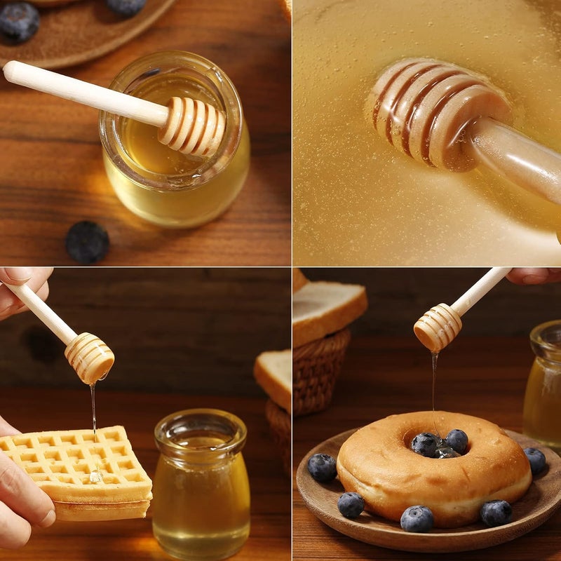 CJFocus 25 Pcs Honey Sticks Dipper, 3 inch Mini Wooden Honeycomb Stick, Small Honey Spoons Stirrer Stick for Honey Jar Dispense Drizzle Honey and Wedding Party Favors Gift - Image 5
