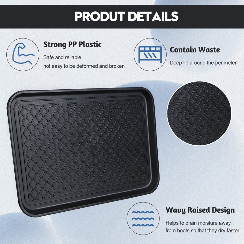 Yinkin 6 Pcs Multi Purpose Boot Tray Waterproof Shoe Mat Tray Indoor Outdoor PET Feeding Mat for Dog Cat Food Bowl Floor Protection with Anti Slip Floor Clean (Black, 24 x 16 x 1.2 inch) - Image 3