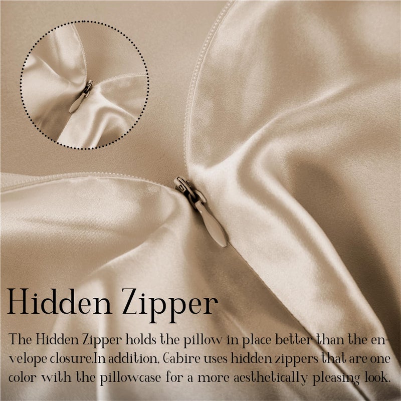 Gabire Mulberry Silk Pillow Case for Hair and Skin Prevent Acne Pillowcases Both Sides Real Silk Pillowcases Organic Silk Pillowcase with Hidden Zipper  Champagne  Queen (20""?30"") - Image 4