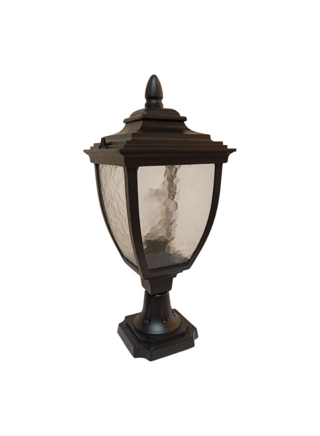 AL SALHIYA LIGHTING Outdoor Gate Top Light E27 A162-2 Water Glass Diffuser - Black (Without Bulb) - Image 3