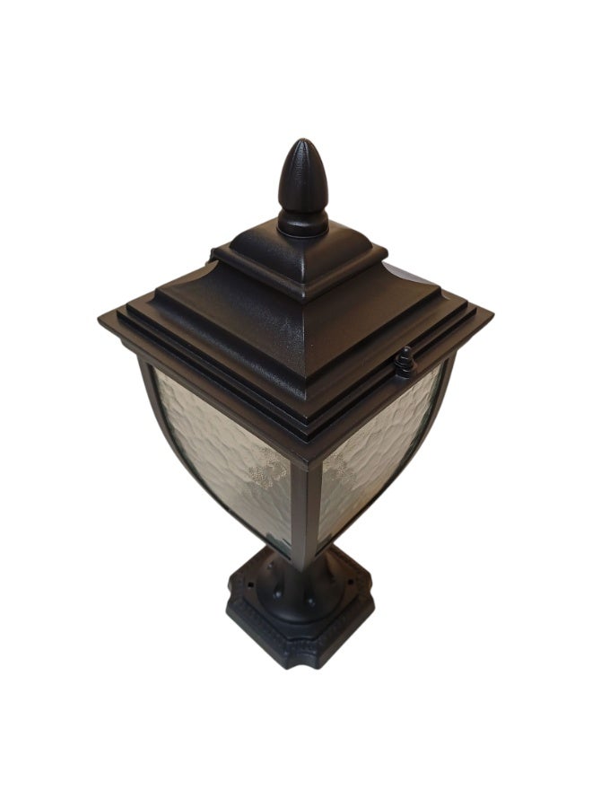 AL SALHIYA LIGHTING Outdoor Gate Top Light E27 A162-2 Water Glass Diffuser - Black (Without Bulb) - Image 1