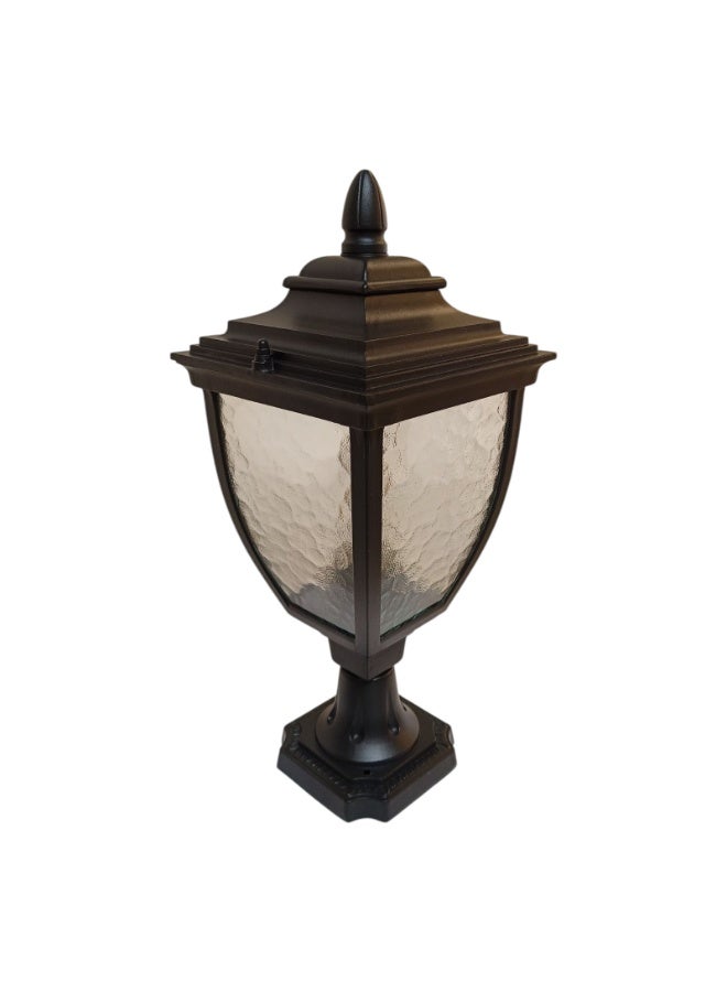 AL SALHIYA LIGHTING Outdoor Gate Top Light E27 A162-2 Water Glass Diffuser - Black (Without Bulb) - Image 2