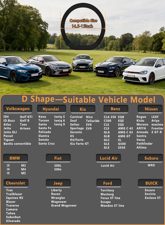 Cxtiy D-Shaped Flat Bottom Steering Wheel Cover for Women Girl - Stylish Car Accessory Non-Slip Car Interior Accessories (Pink) - Image 5