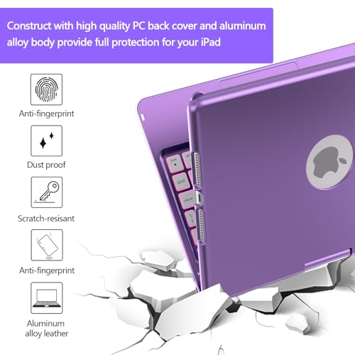 HotLife Keyboard Case for iPad 10.2 9th/8th/7th Gen - 360 Rotatable Protective Cover With Touch Keyboard, Pencil Holder for iPad 9/8/7 Generation - Image 3