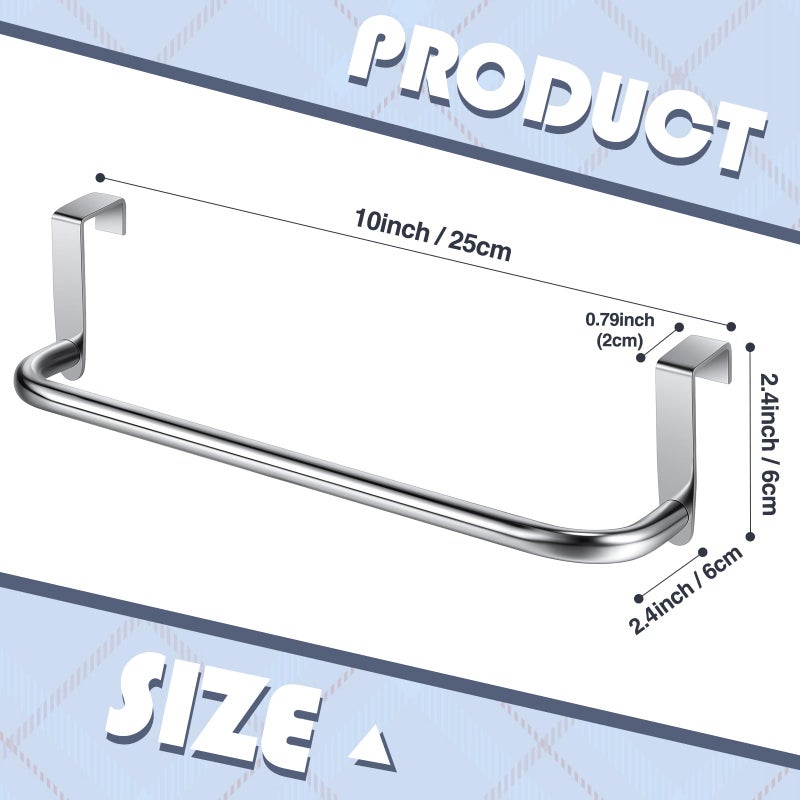 Patelai 2 Pieces Metal Towel Bar Kitchen Cabinet Steel Towel Rack Bar for Hanging on Inside or Outside of Doors, Home Kitchen Bathroom(Silver) - Image 2