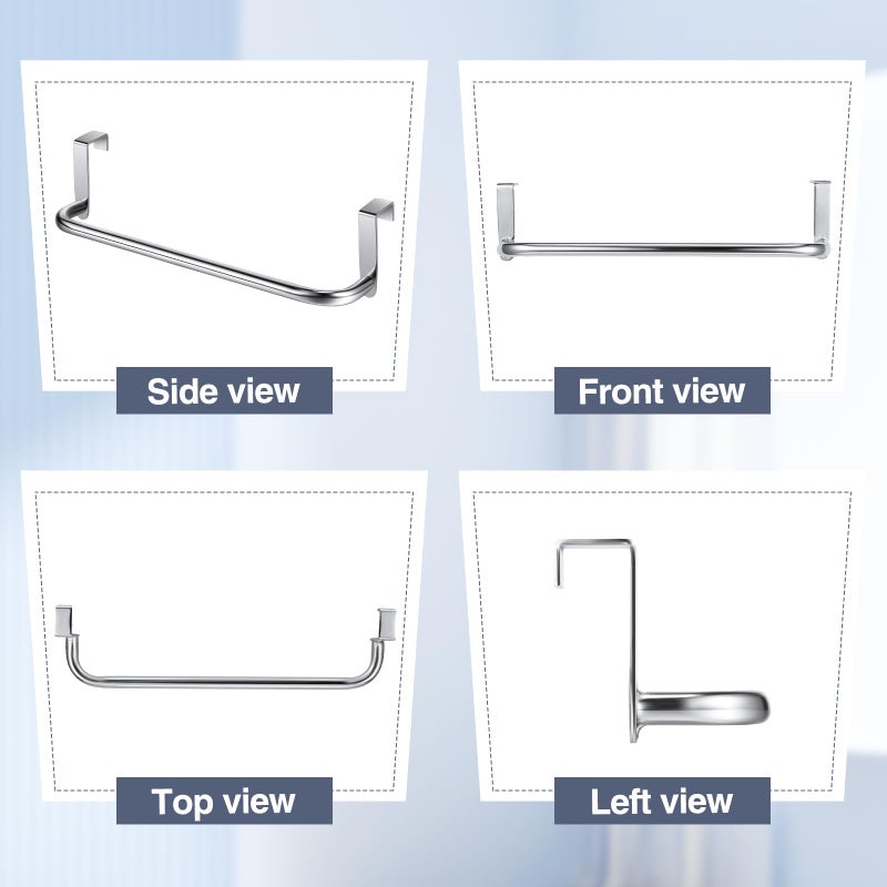 Patelai 2 Pieces Metal Towel Bar Kitchen Cabinet Steel Towel Rack Bar for Hanging on Inside or Outside of Doors, Home Kitchen Bathroom(Silver) - Image 3