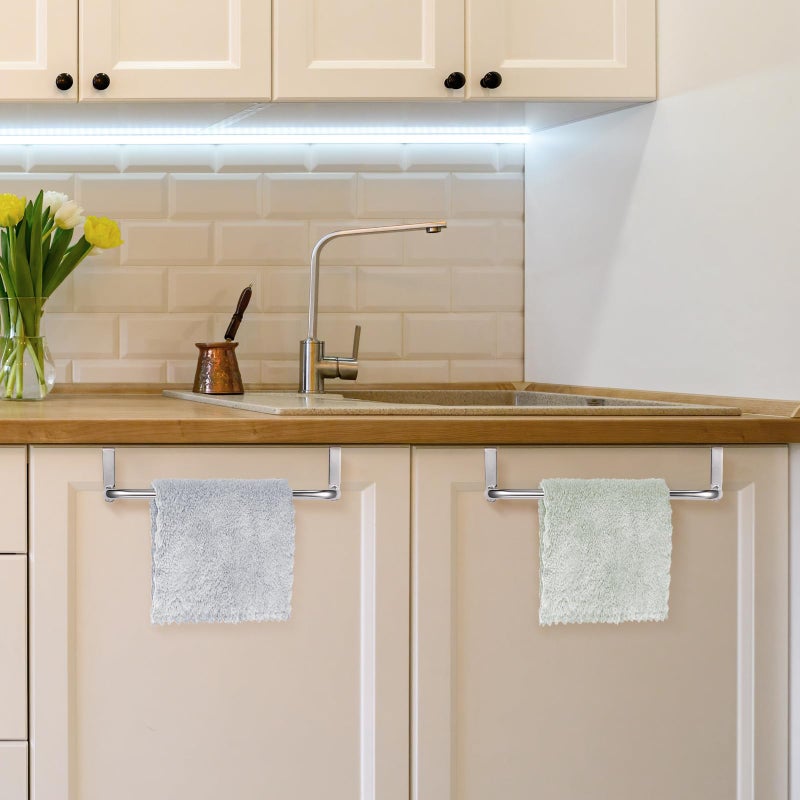 Patelai 2 Pieces Metal Towel Bar Kitchen Cabinet Steel Towel Rack Bar for Hanging on Inside or Outside of Doors, Home Kitchen Bathroom(Silver) - Image 5