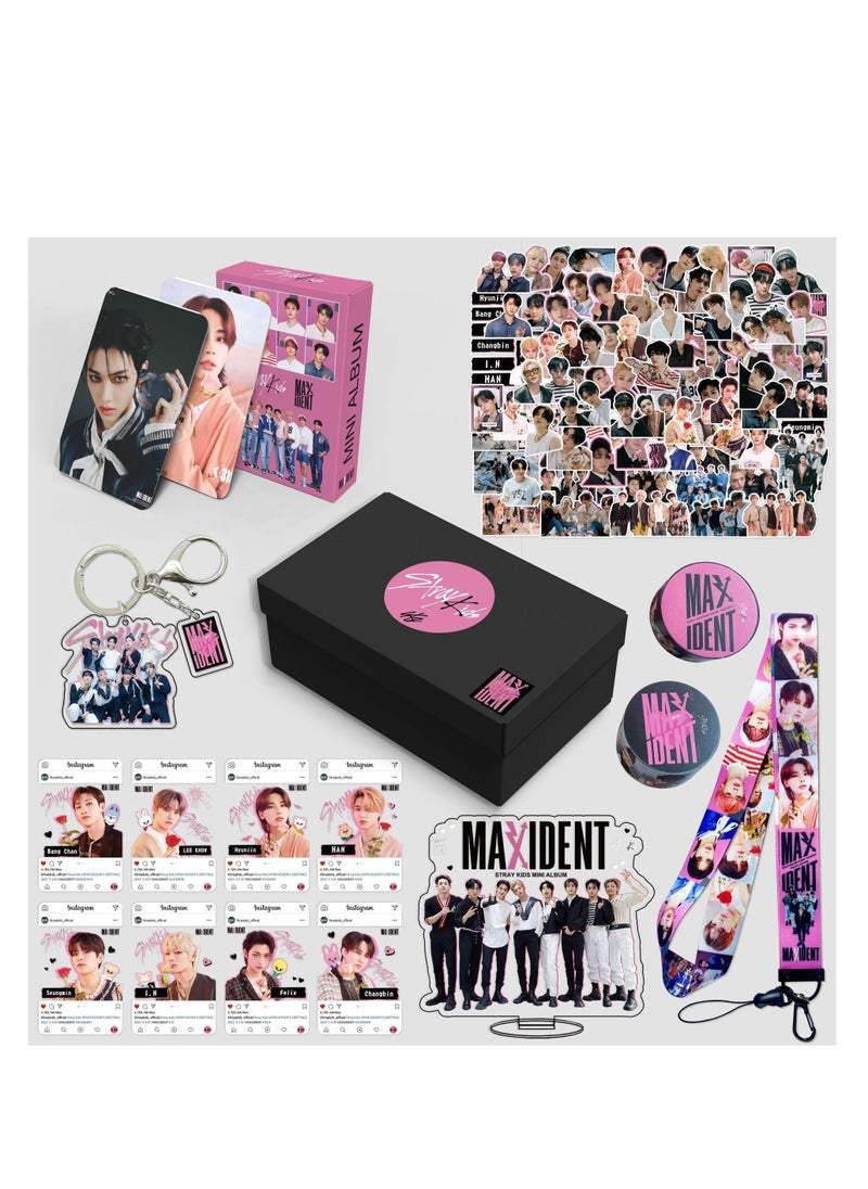 Generic Stray Kids New Album MAXIDENT Gift Box With Lomo Cards, Acrylic Stand, Hand Account Tape, Keychain, Lanyard, Stickers, Photo Card  - Image 1