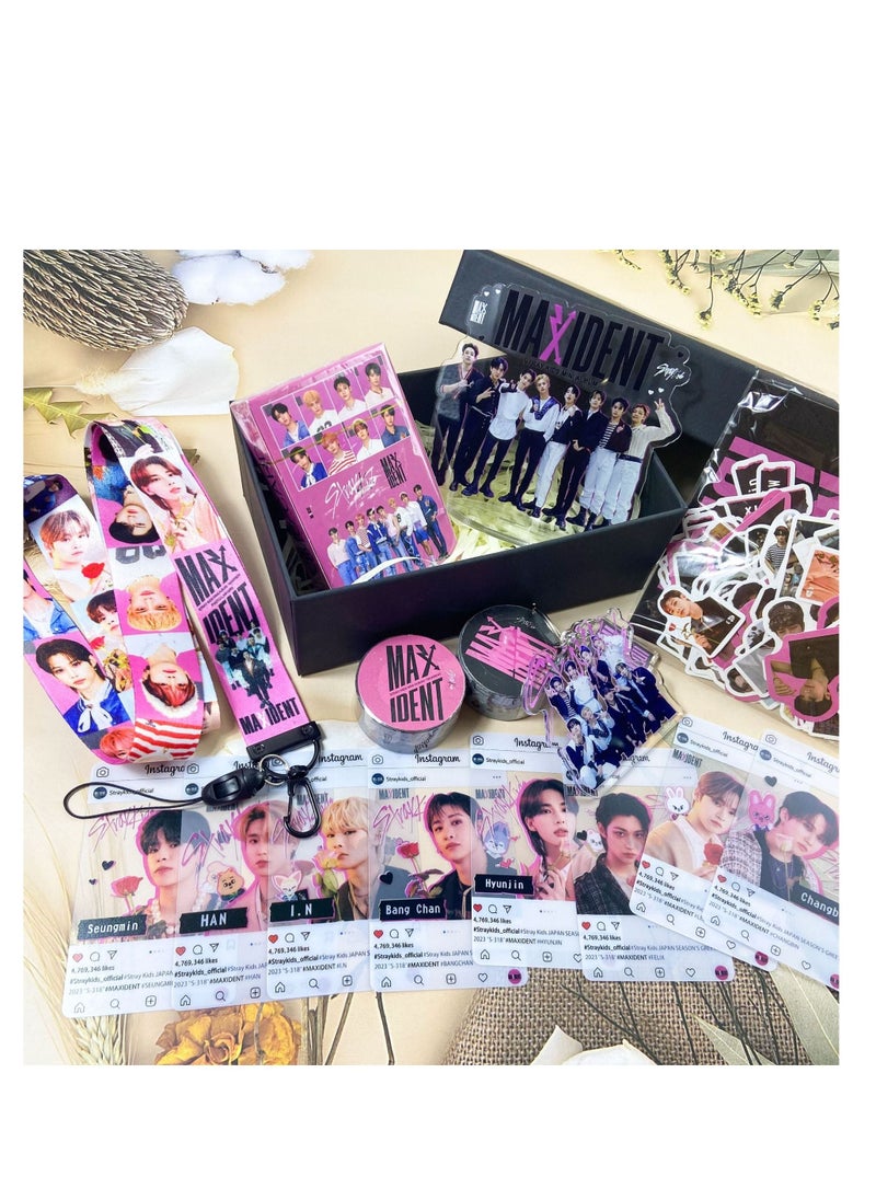 Generic Stray Kids New Album MAXIDENT Gift Box With Lomo Cards, Acrylic Stand, Hand Account Tape, Keychain, Lanyard, Stickers, Photo Card  - Image 3