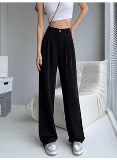 High Waist Slim Black Palazzo Pants for Petite Women black regular