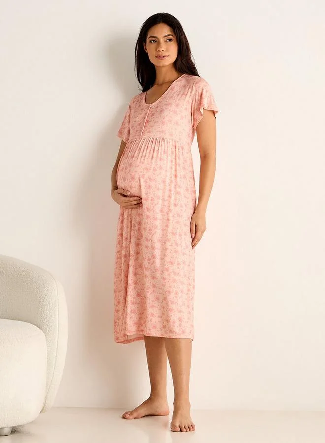 Splash FAV Floral Print Maternity Night Dress