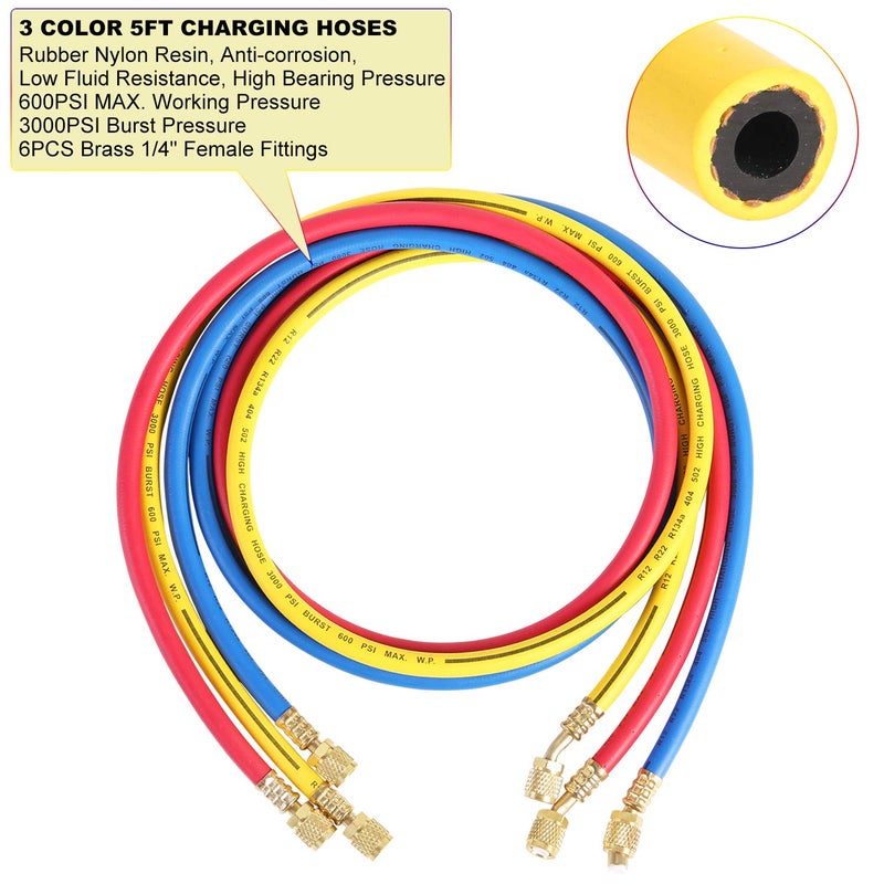 JIFETOR 3 Way AC Manifold Gauge Set - Image 5