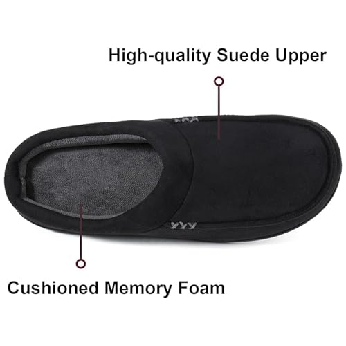 ULTRAIDEAS Men's House Slippers, Indoor Outdoor House Shoes with Non-slip Rubber Sole, Summer Breathable Cotton Blend & Winter Warm Fuzzy Moccasin Slippers, Machine Washable Memory Foam, Gift for Father(Black,9-10) - Image 4