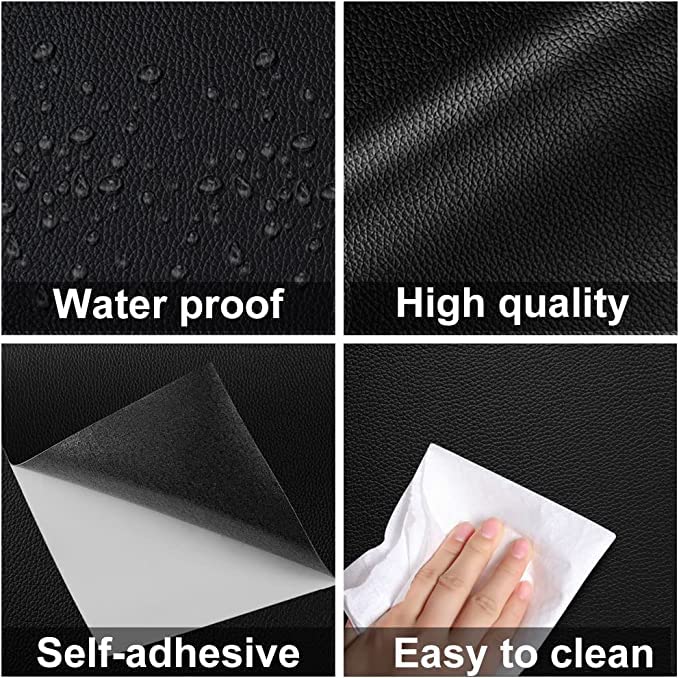 HOME13™ Black Leather Patch Self-Adhesive Leather Repair Patch for Sofas, Couch, Furniture, Drivers Seat (4 x 8 inch, 8 Pieces) - Image 5