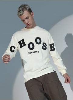 Hubberholme White Typography Print Relaxed Fit Cotton T-shirt for Men, Comfortable Wear  - Image 3