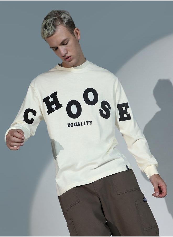 Hubberholme White Typography Print Relaxed Fit Cotton T-shirt for Men, Comfortable Wear  - Image 3