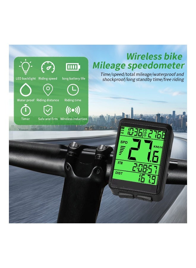 Wireless Bicycle Speedometer and Multifunctional Odometer, Waterproof Bike Computer with Large Backlit LCD Display for Tracking Speed, Distance, and Time. - Image 3