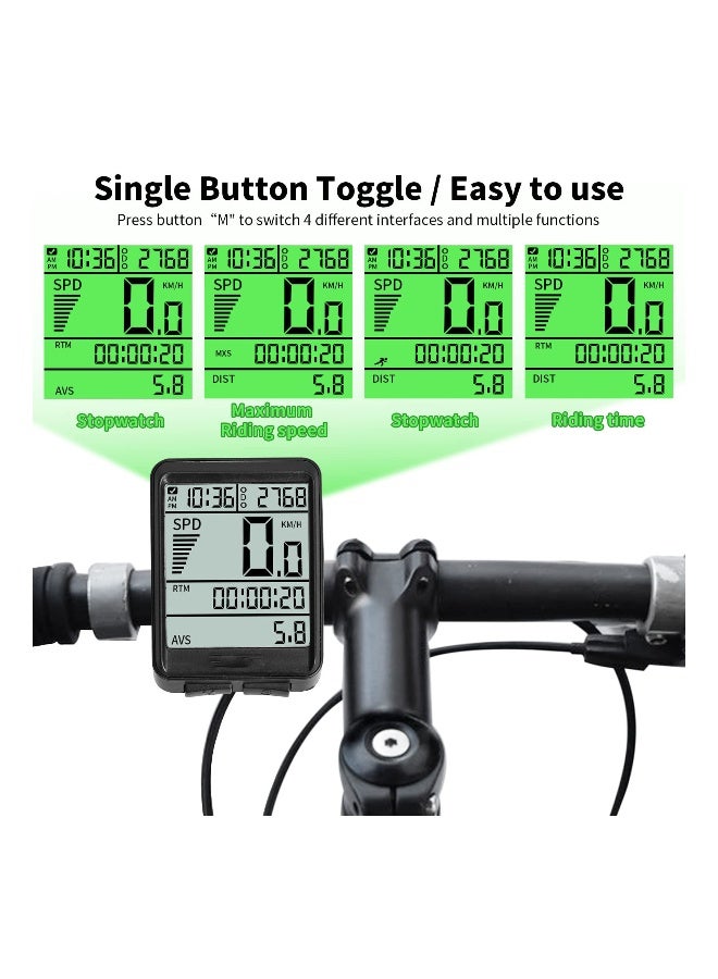 Wireless Bicycle Speedometer and Multifunctional Odometer, Waterproof Bike Computer with Large Backlit LCD Display for Tracking Speed, Distance, and Time. - Image 2