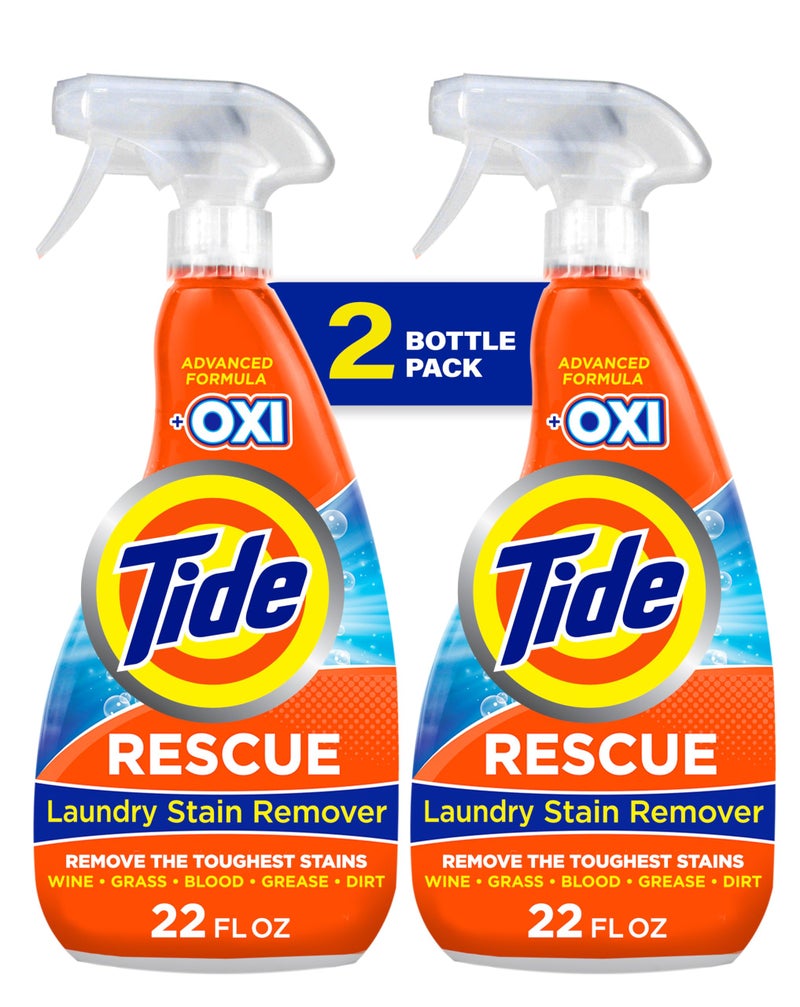 Tide Laundry Stain Remover Spray with Oxi, Stain Remover for Clothes, Carpet, Upholstery, Pet Bedding, & More, Stain Treater Spray for Tough Stains from Wine, Coffee, Grease, 21.5 Fl Oz (Pack of 2) - Image 1