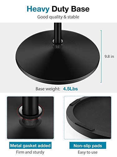 InnoGear Mic Stand, Microphone Stand Floor Detachable Boom Mic Arm Stands with Weighted Round Base, Height Adjustable from 34" to 60" for Blue Yeti HyperX QuadCast Shure SM58 Samson Q2U Fifine K669B - Image 4