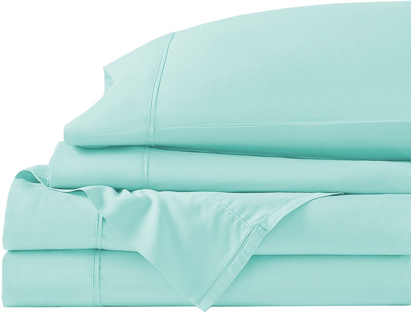 Filbert - Platinum Premium Collection Egyptian Cotton Bedsheet 400-TC Aqua Blue Bedsheet with 1 - Pillow Covers - Single Bed - Image 3