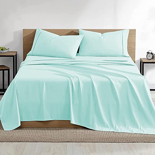 Filbert - Platinum Premium Collection Egyptian Cotton Bedsheet 400-TC Aqua Blue Bedsheet with 1 - Pillow Covers - Single Bed - Image 1