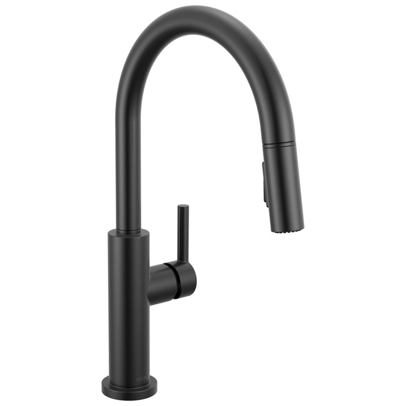 Delta Nicoli Matte Black Kitchen Faucet with Pull Down Sprayer Bridge 3 Hole Modern Kitchen Sink Faucet TwoHandle Matte Black 19867LFBL - Image 2