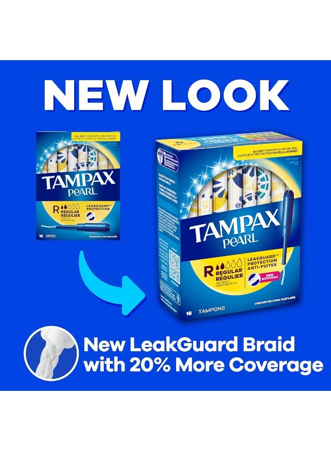 Tampax تامبكس بيرل تامبونز للنساء مع ليك جارد بريد عادي الامتصاص بدون عطر 36 قطعة - Image 2