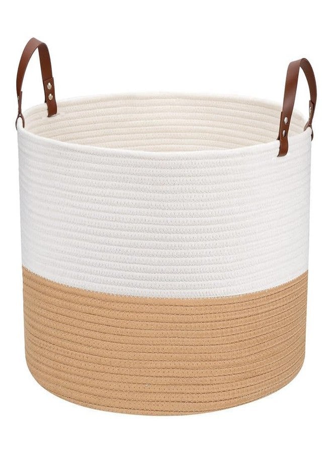 FIASCO laundry storage COTTON basket woven bag hamper baby nursery tray utility Box organizer for kids toys, fruits,gifts,living room,kitchen,shelfs Piece of 1 (Beige) - Image 2