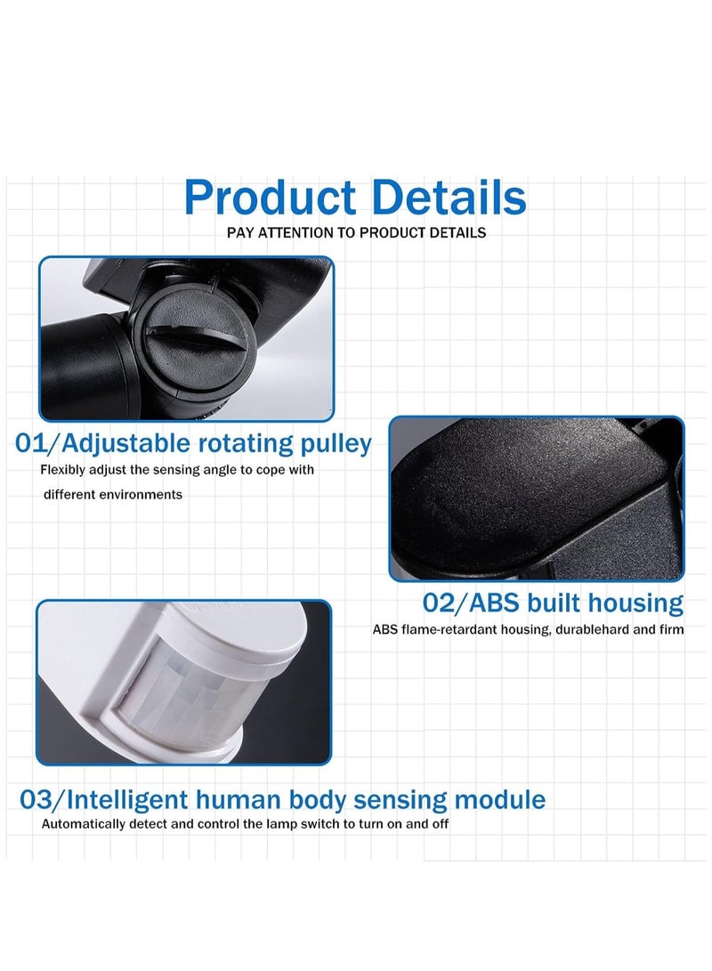 Zikra Motion Sensor 3 PCS Motion Detector Black Automatic Dusk to Dawn 12V DC Motion Human Infrared Sensor Motion Light Switch and 240 Degree Replacement Motion Sensor Pir Sensor - Image 3