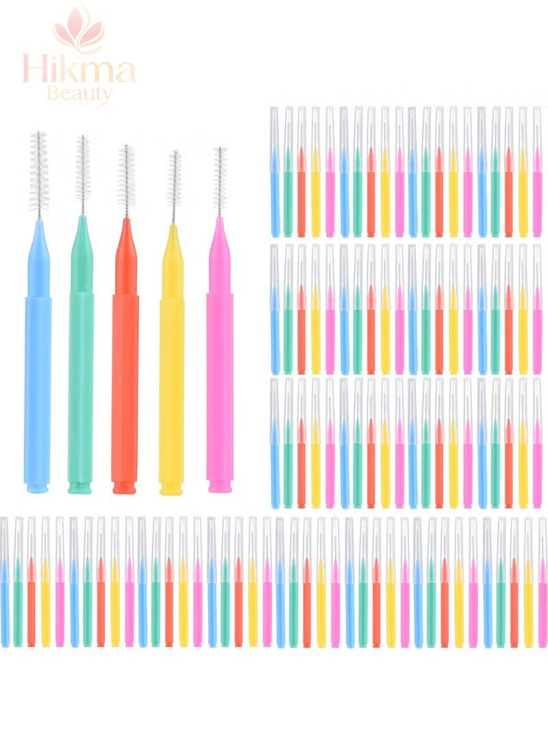 Hikma Beauty 100 PCS Interdental Brushes Dental Floss Toothpick Braces Brush Tooth Cleaning Tool Care Tooth Cleaning Tool (Multicolour) - Image 1