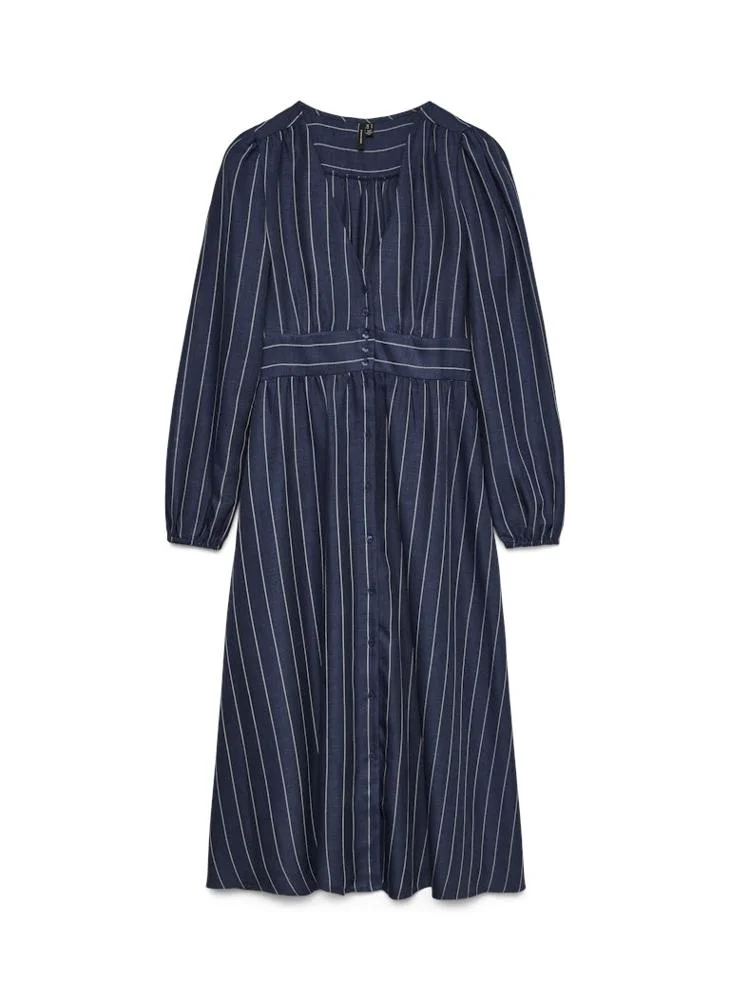 فيرو مودا ODETTE Long sleeve V-NECK Midi DRESS