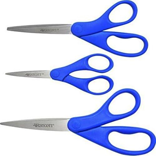 Westcott 3 Piece All Purpose Stainless Steel Scissors Set 5 inch 7 inch and 8 inch