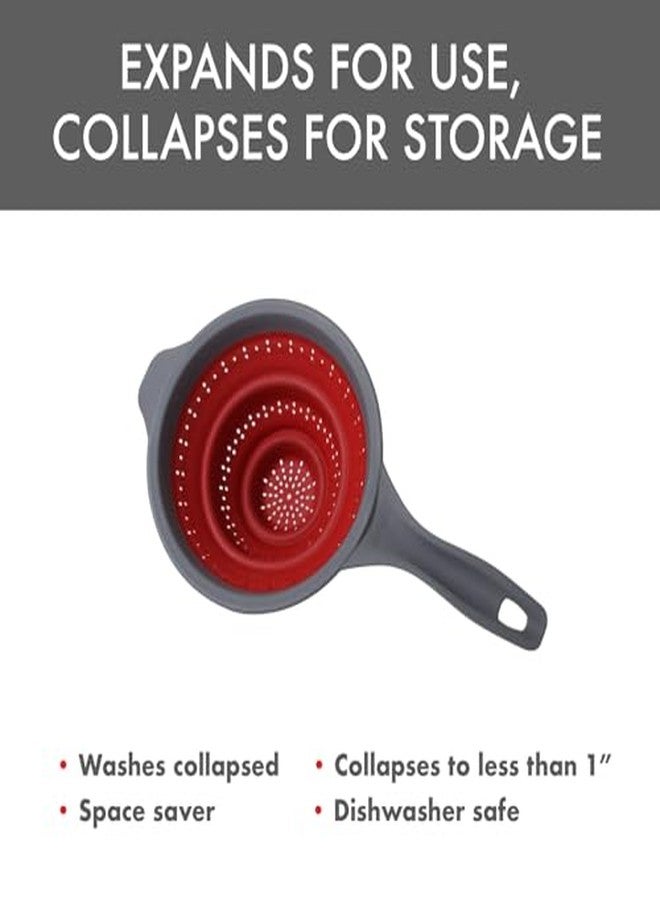 Dexas Pop N Store Collapsible Strainer, 8-Inch, Red, 1.3 Quarts Capacity, Dishwasher Safe, Space-Saving Design - Image 4