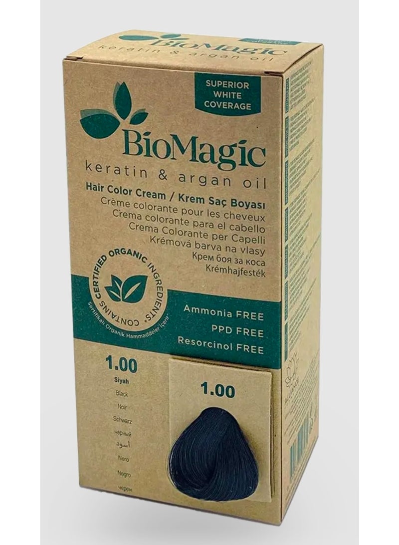 Biomagic Hair Color 1.00Black (keratin&argan oil