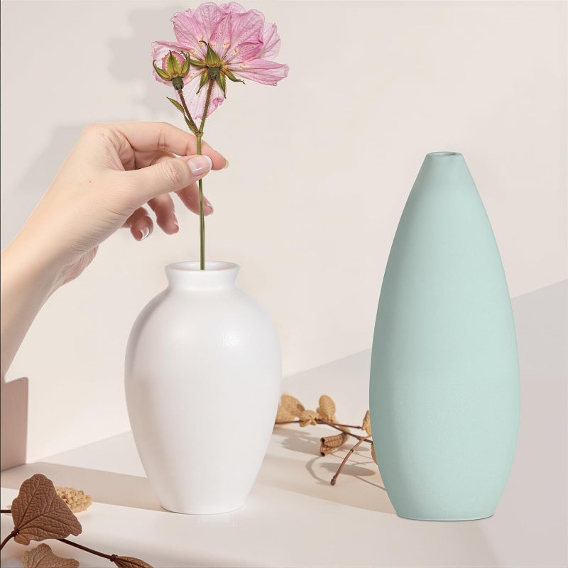 Kmise Ceramic Vase Set of 4,Small Vases for Dried Flowers&Pampas Grass,Vase for Home Decor,Modern Farmhouse Decor,Morandi Color Ceramics Decoration for Centerpieces for Tables (Pink) - Image 3