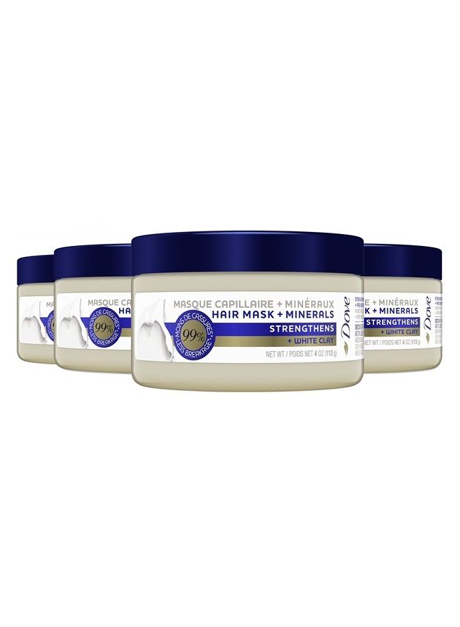 Dove قناع الشعر + المعادن قناع تقوية الشعر للشعر التالف وكسر الشعر يقوي + قناع الطين الأبيض لتقوية الشعر 4 أونصات 4 قطع - Image 1