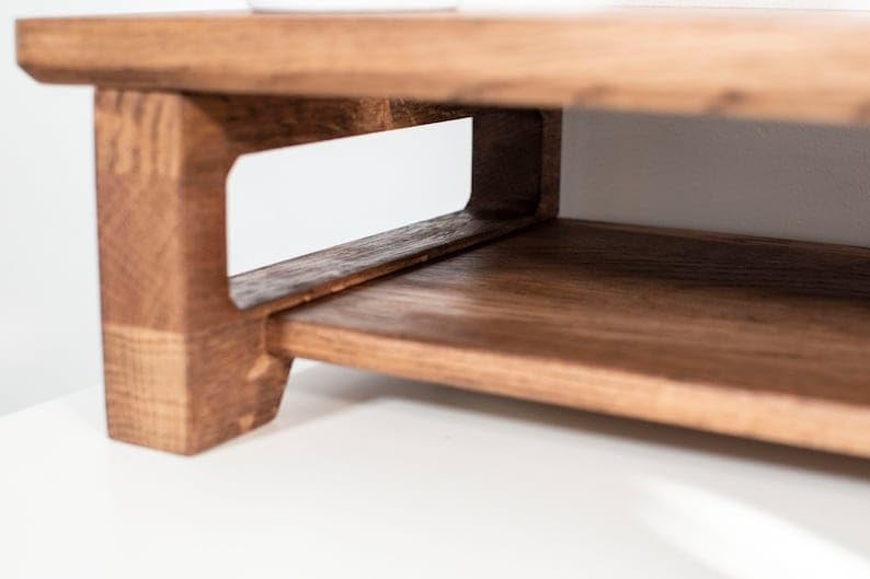 carpentray Store 80Cm Wooden Monitor Stand with Storage Organizer for Desk Tables Office Home Studio Study Table Desktop Monitor Stand Rise 80cm Long - Image 3