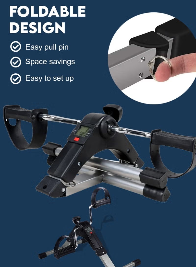 ELTRAZONE Foldable Under Desk Pedal Exerciser | Compact Mini Exercise Bike for Arm & Leg Workout, Quiet Resistance Trainer for Home Office Fitness, Rehabilitation, Cardio, Strength Training & Low-Impact Full Body Exercise - Image 5