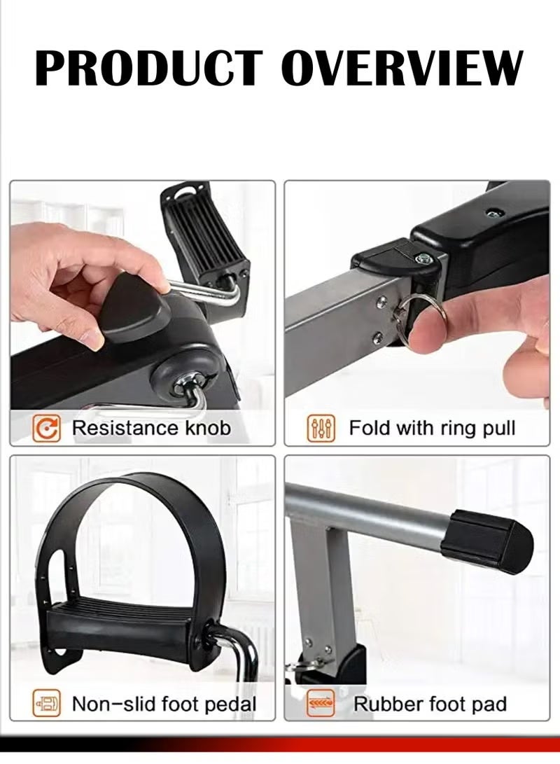 ELTRAZONE Foldable Under Desk Pedal Exerciser | Compact Mini Exercise Bike for Arm & Leg Workout, Quiet Resistance Trainer for Home Office Fitness, Rehabilitation, Cardio, Strength Training & Low-Impact Full Body Exercise - Image 4