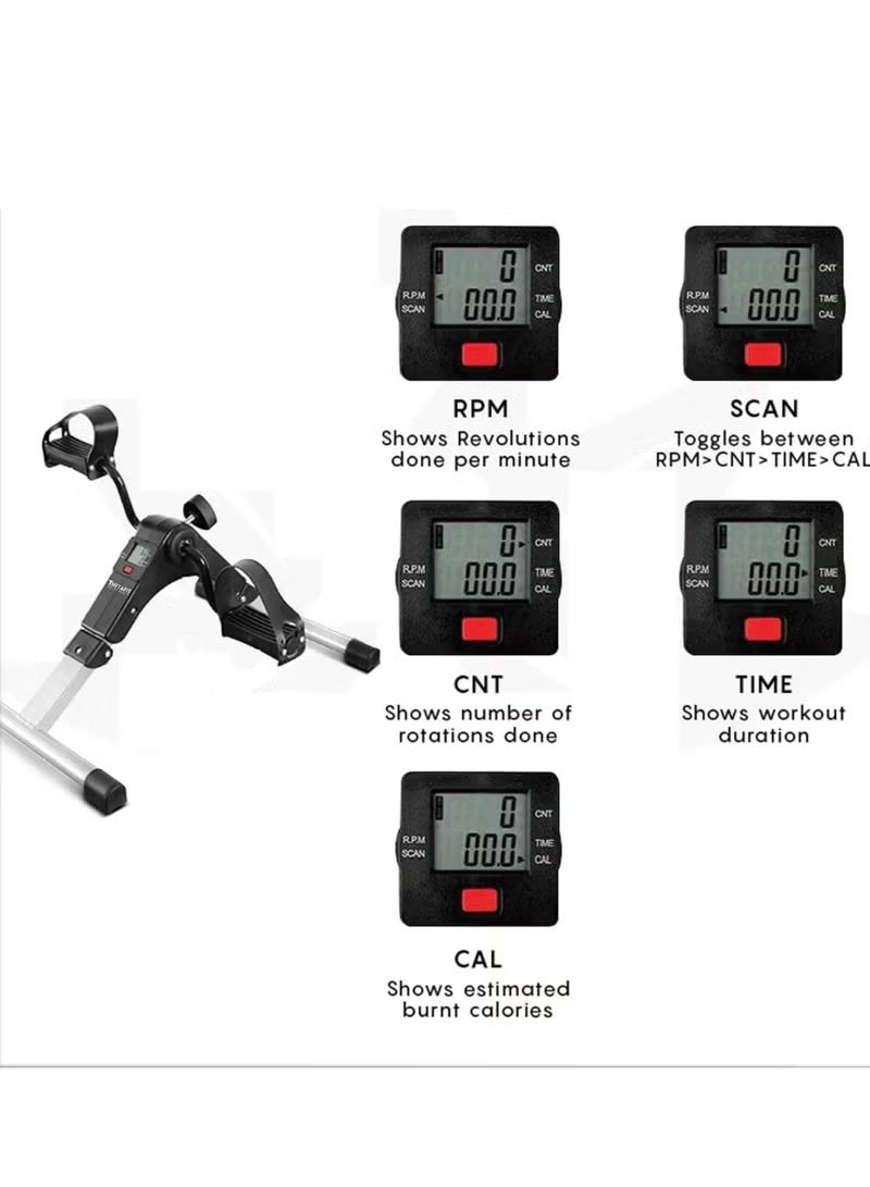ELTRAZONE Foldable Under Desk Pedal Exerciser | Compact Mini Exercise Bike for Arm & Leg Workout, Quiet Resistance Trainer for Home Office Fitness, Rehabilitation, Cardio, Strength Training & Low-Impact Full Body Exercise - Image 3