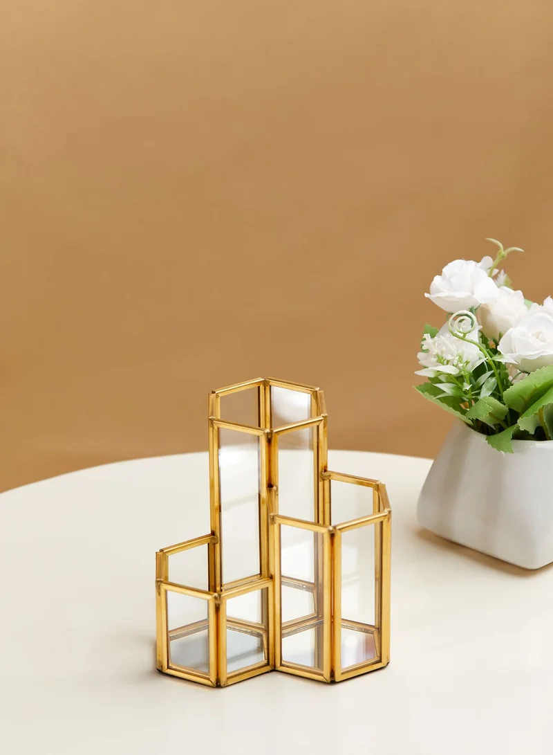 AURORA Gold Glass Brush Holder
